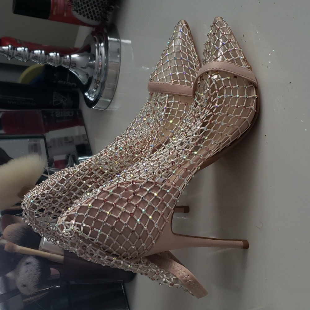 Gorgeous rhinestone sock heel